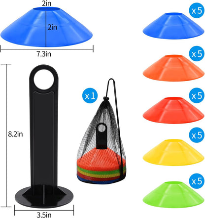 Agility Soccer Cones with Carry Bag and Holder